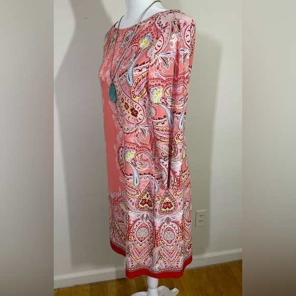 London Times dress sz 10 beautiful print that reminds me of a silky scarf - Picture 5 of 13